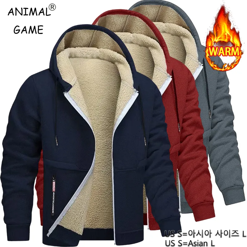 Sherpa Hoodie Fleece - Animal Game Uomo Casual con cappuccio