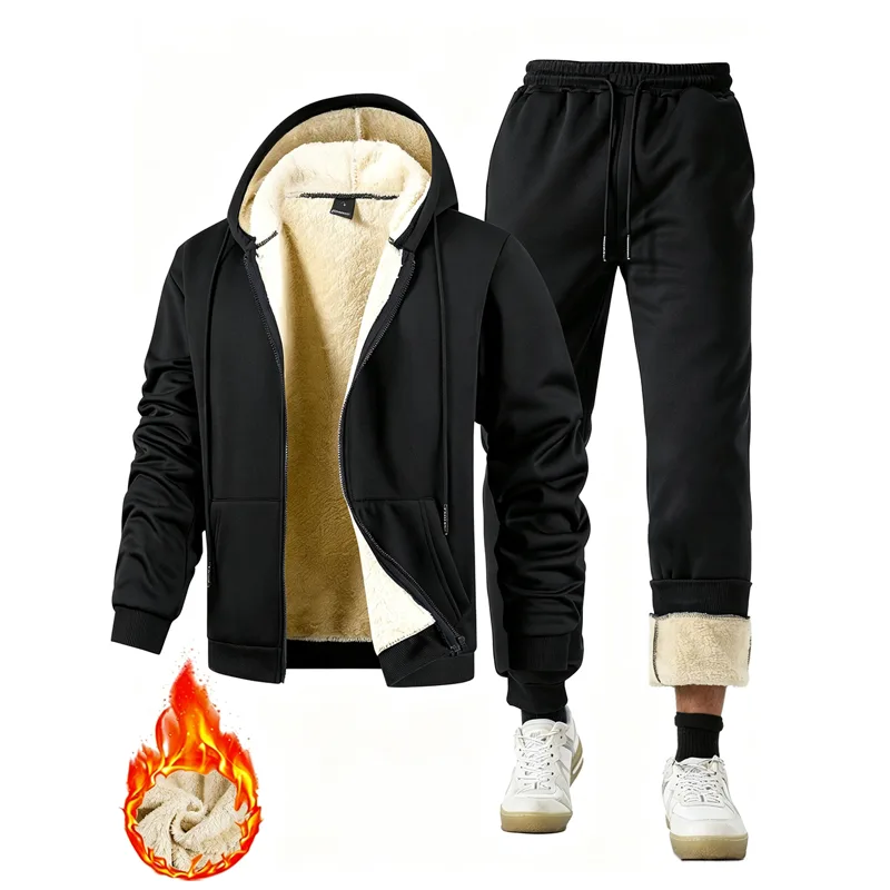 Sherpa Hoodie Fleece - Completo Invernale da Uomo 2 Pezzi:
