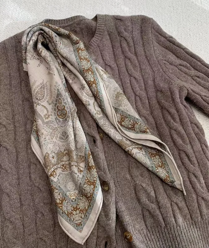 Wool Scarf Men - Sciarpa Quadrata in Lana e Seta