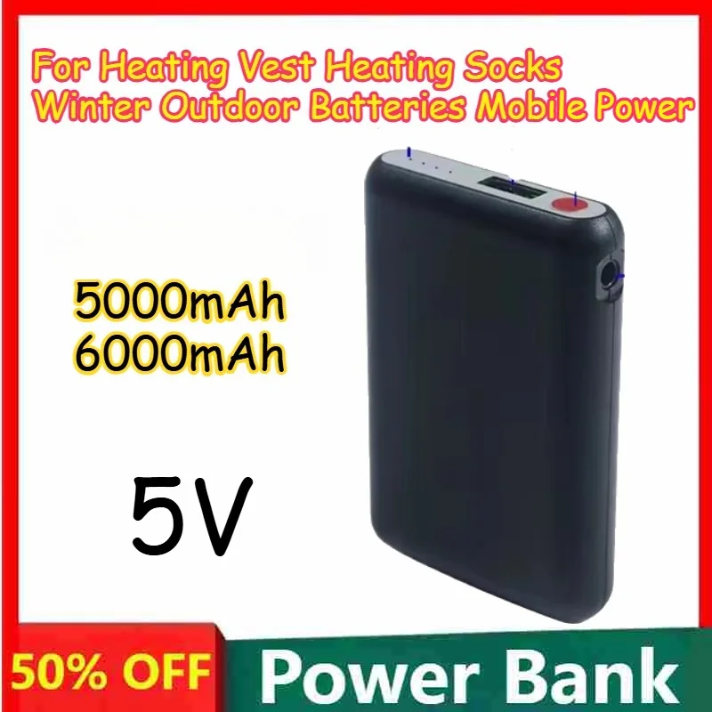 Heated Vest Battery - 5000mAh 6000mAh 5V ricaricabile per riscaldare