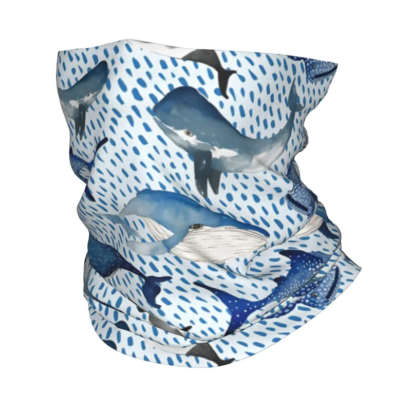 Neck Gaiter Fleece - Personalizzato Blu Acquerello Squalo Inverno Fascia