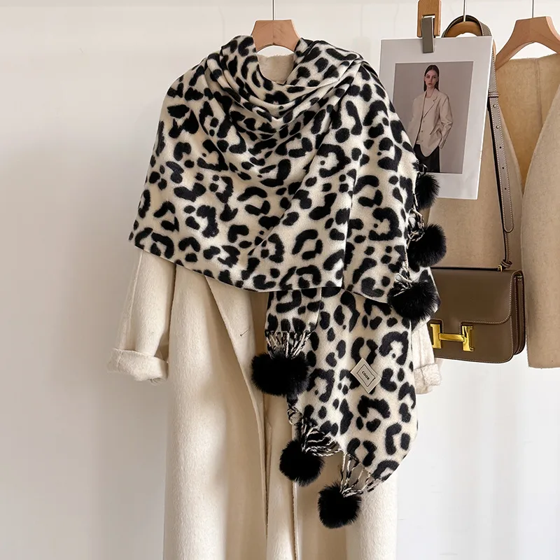 Shawl Wrap Winter - Nuove sciarpe di cashmere fronte-retro leopardo