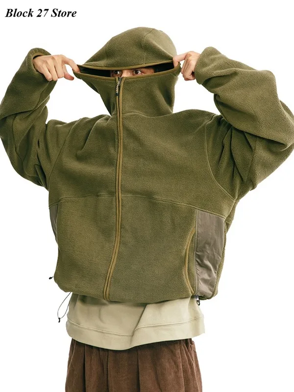 Sherpa Hoodie Fleece - Felpa con cappuccio da uomo Giacca