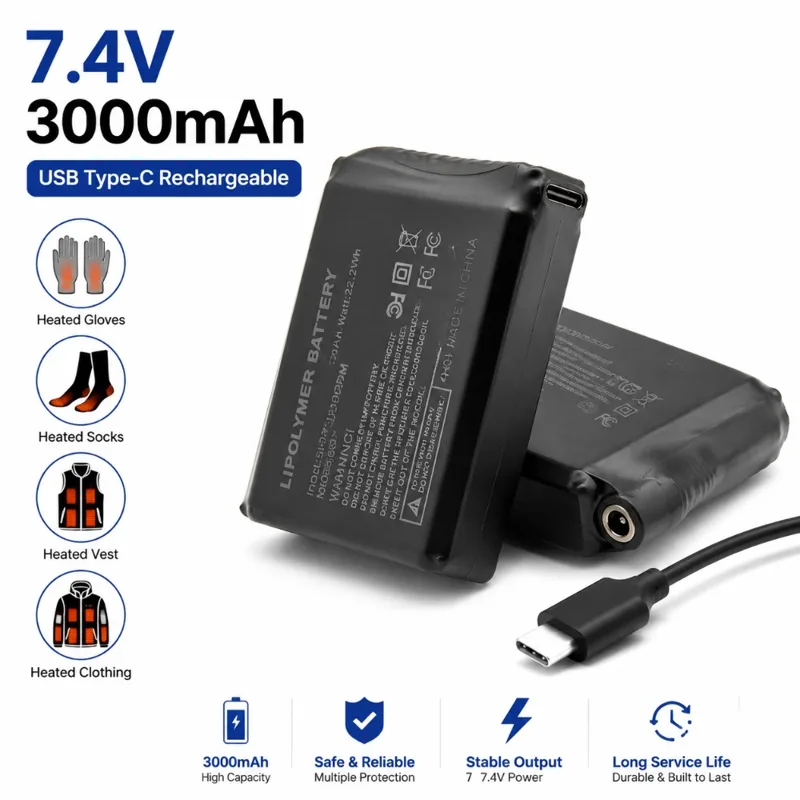 Heated Vest Battery - Batteria al litio 7.4V 3000mAh per