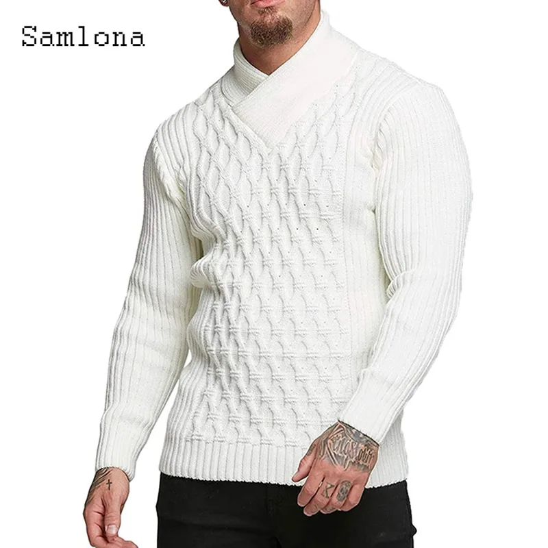 Wool Scarf Men - Samlona Uomo Autunno Nuovi Maglioni di