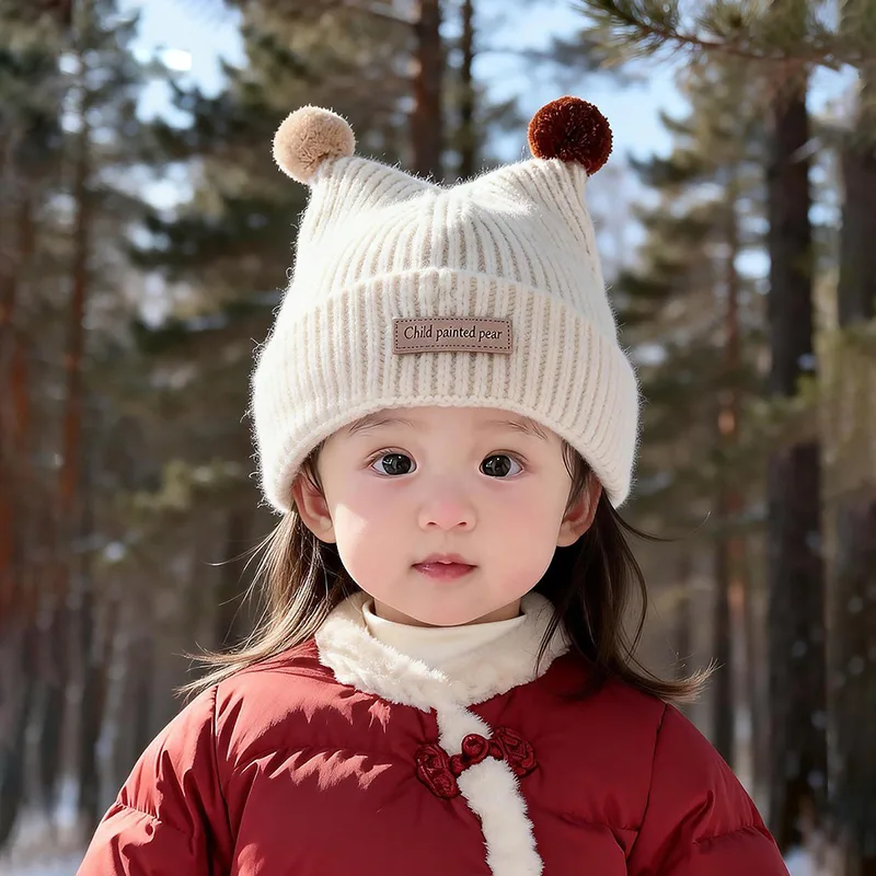 Knit Beanie Hat Warm - Cappello Lavorato a Maglia per Bambini