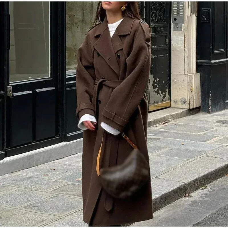 Wool Coat Peacoat - Elegante Cappotto Lungo Grigio in Finta
