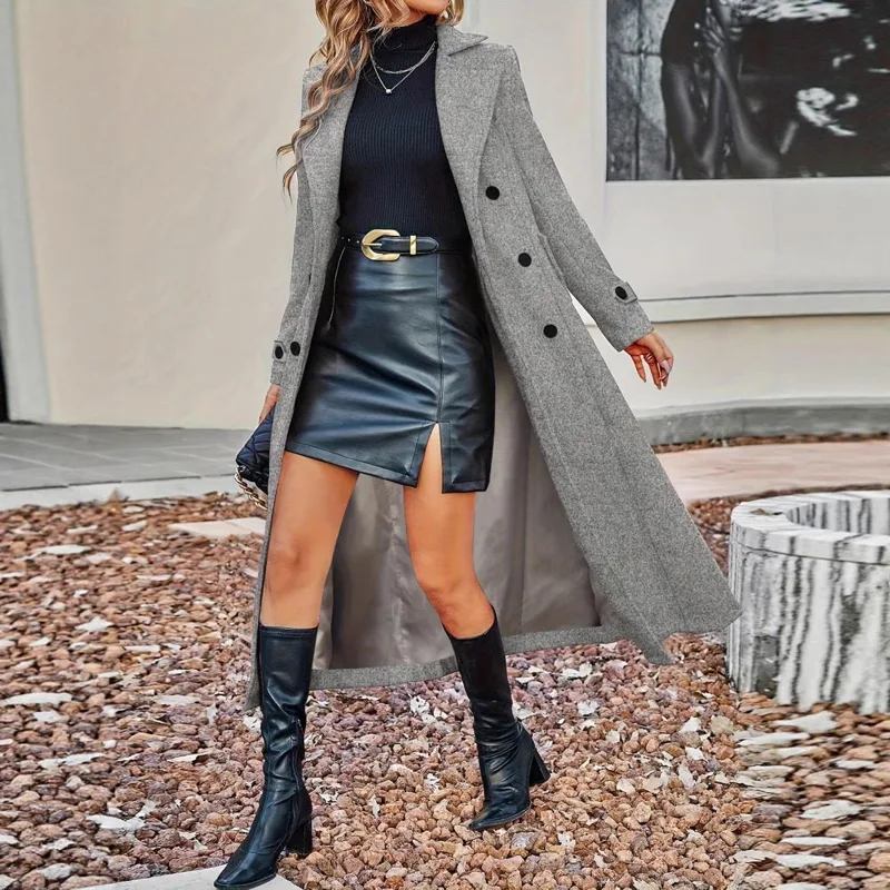 Wool Coat Peacoat - Cappotto Autunnale da Donna, Lungo in
