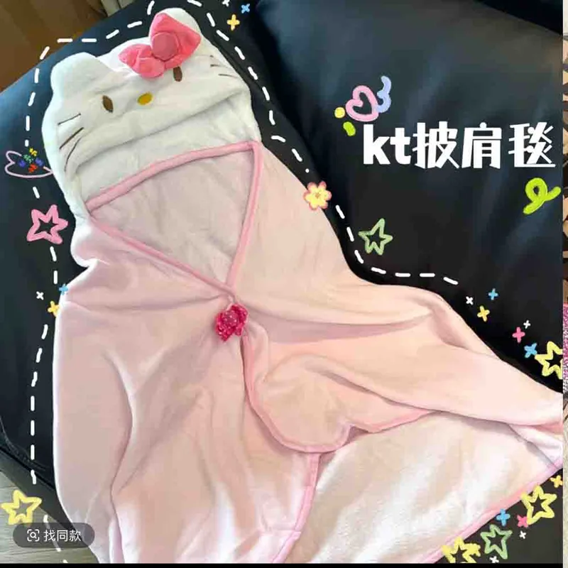 Shawl Wrap Winter - Simpatico Mantello Hello Kitty con Cappuccio,