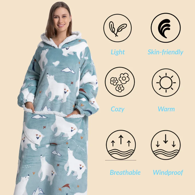 Coperta indossabile oversize a - Sherpa Hoodie Fleece recensione e prezzo
